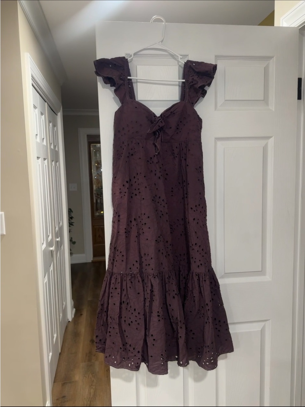 Lilly Pulitzer Plum Eyelet Midi Dress with Ruffle Straps